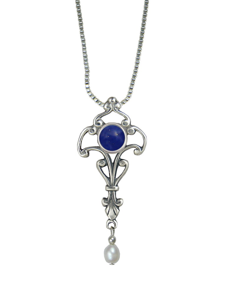Sterling Silver Necklace With Lapis lazuli